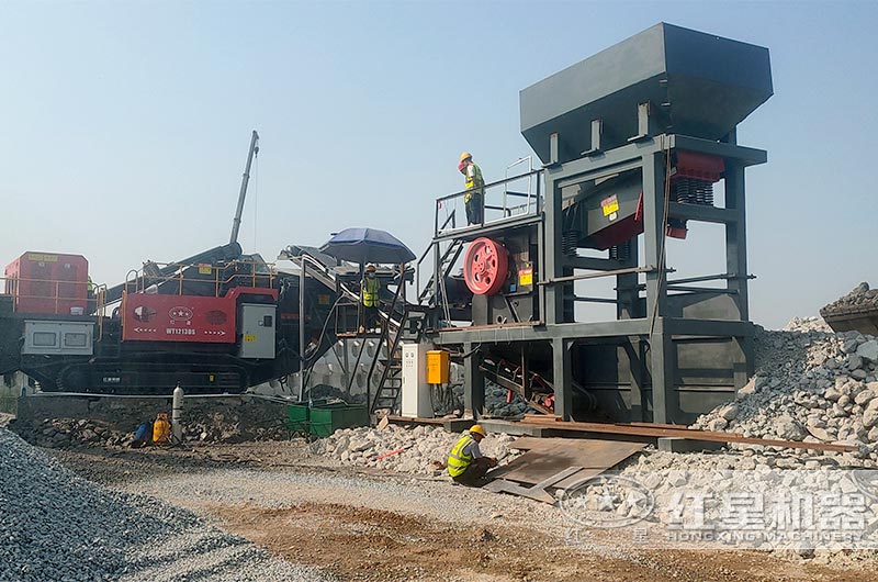 建筑垃圾移動破碎機(jī)現(xiàn)場 建筑垃圾移動破碎機(jī)現(xiàn)場