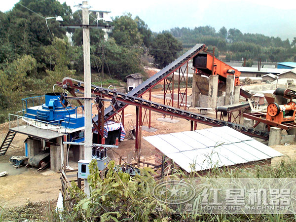 紅星鵝卵石制砂機(jī)生產(chǎn)現(xiàn)場(chǎng)