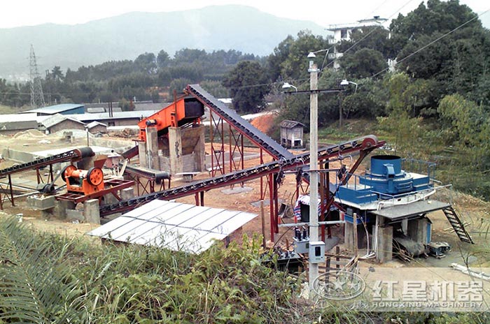 紅星江蘇客戶固定式河卵石制砂機(jī)作業(yè)現(xiàn)場(chǎng) 紅星江蘇客戶固定式河卵石制砂機(jī)作業(yè)現(xiàn)場(chǎng)